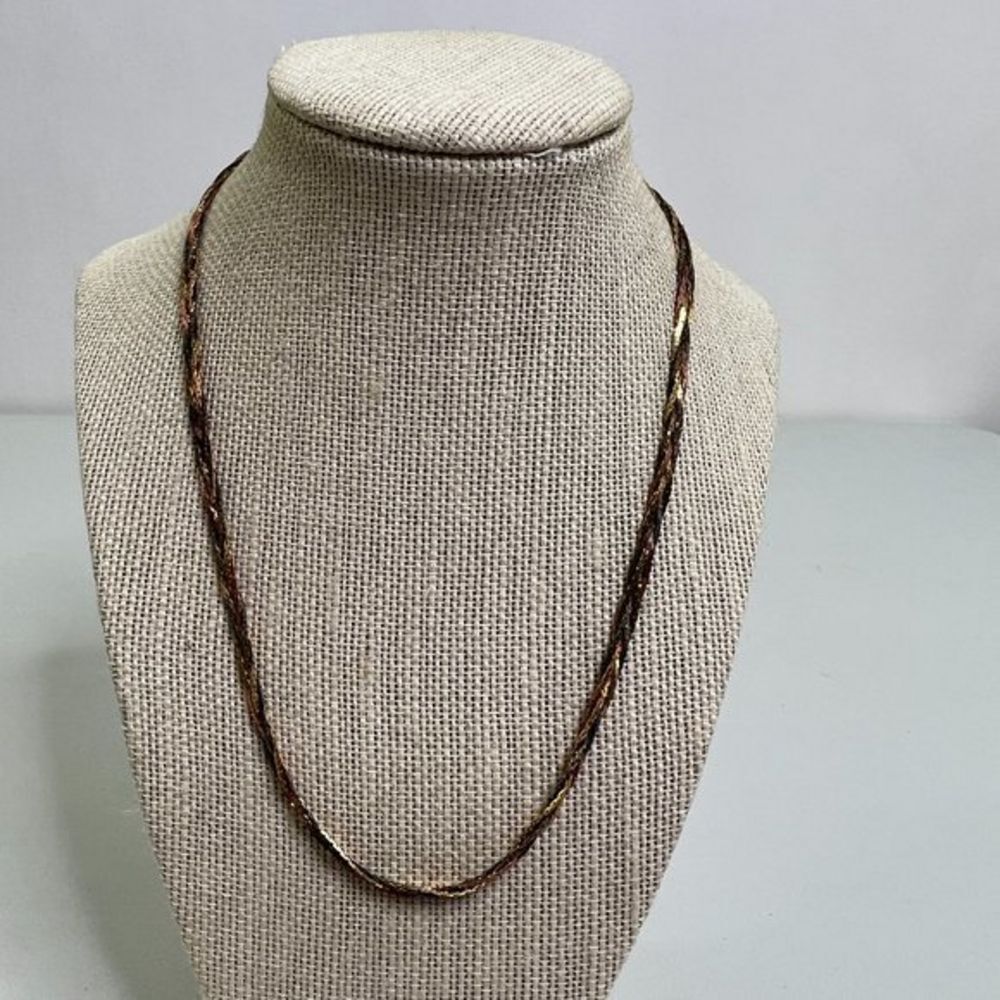 Braided Necklace Chain Mixed Metal Gold Silver Tone Multi Strand 18 Inch New, se